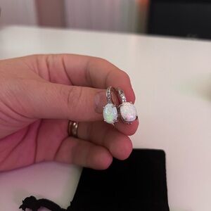 Silver and Pink Opal Earrings